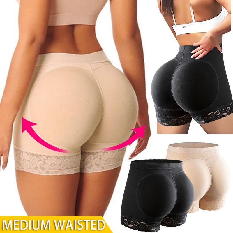 Mulheres cintura alta rendas bunda levantador corpo shaper barriga controle calcinha boyshort almofada shorts hip realçador shapewear