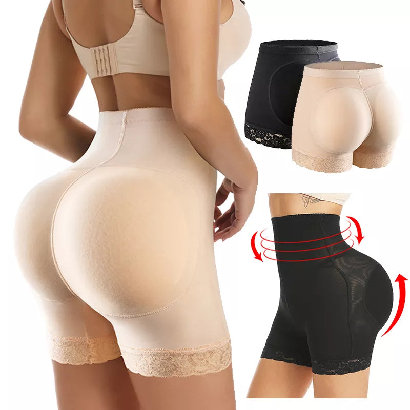 Mulheres cintura alta rendas bunda levantador corpo shaper barriga controle calcinha boyshort almofada shorts hip realçador shapewear